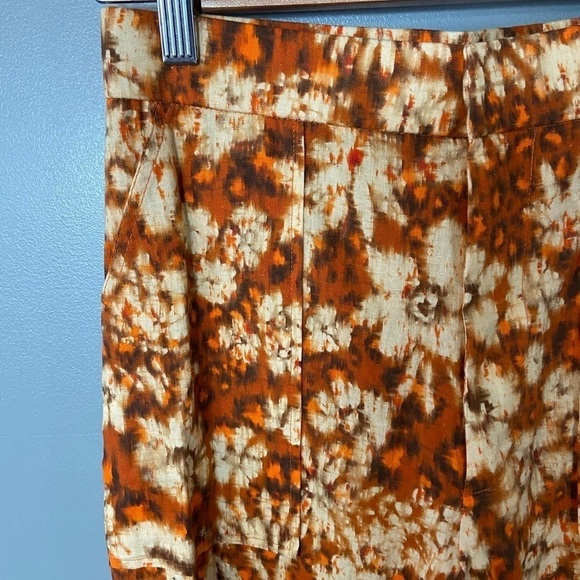 ZARA Printed Linen Geometric Floral Tie Dye Floral Pants - Picture 11 of 14